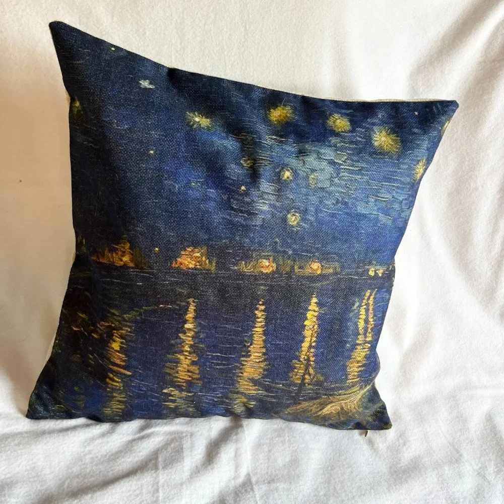 4 - Van Gogh Inspired Decorative Square Throw Pillow Covers 17” x 17” - Picture 11 of 13